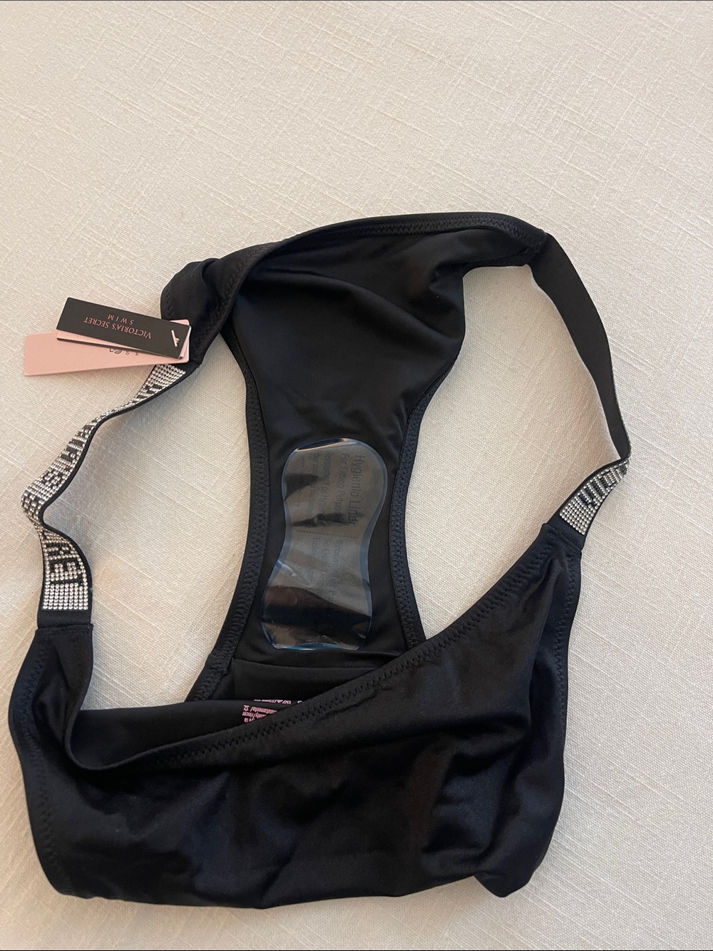 Victoria's Secret Shine Swim Black Bikini Bottom with Rhinestone Logo Bands - Picture 4 of 4